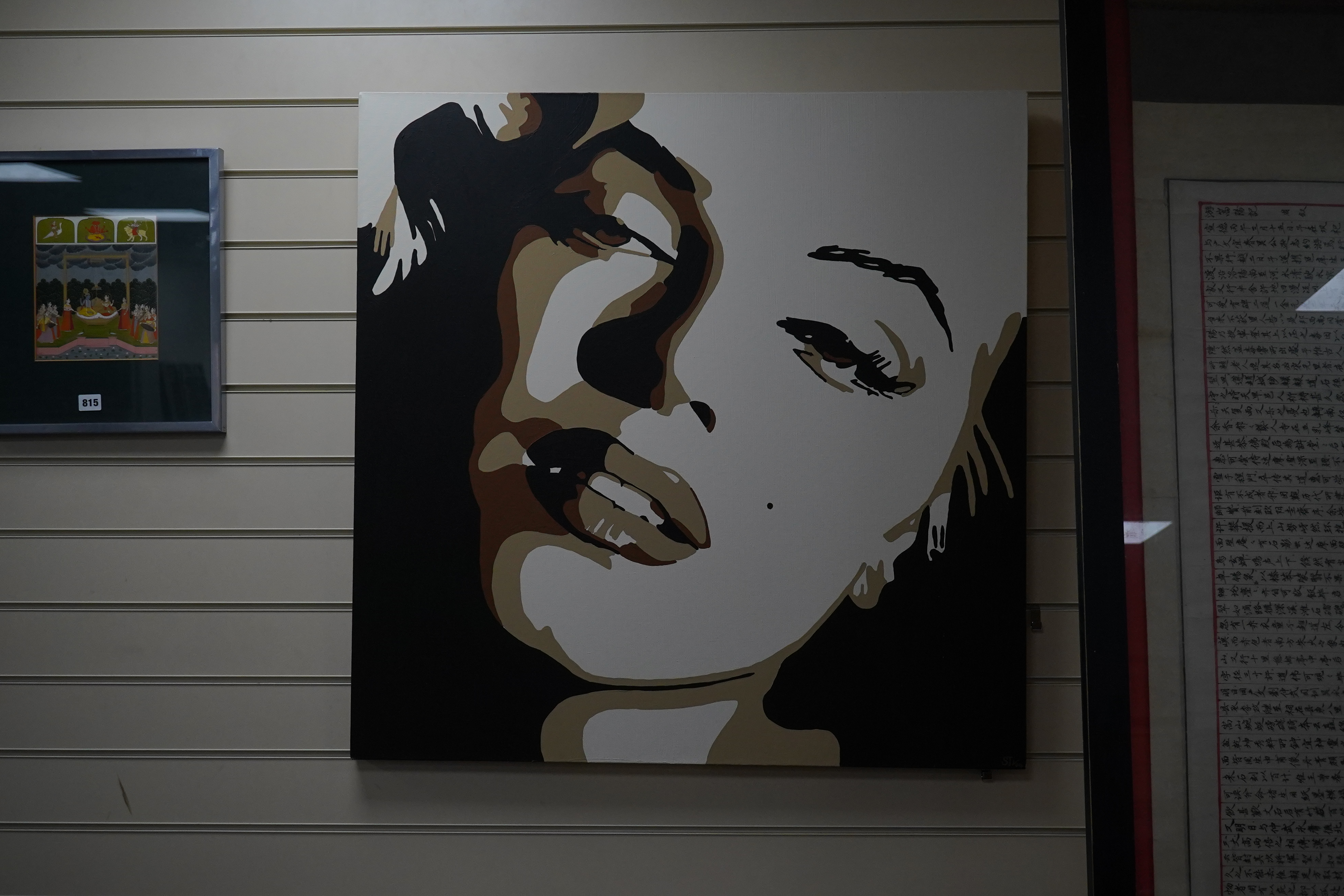 Pop art style, oil on canvas, Marilyn Monroe, monogrammed S J V and dated '04, 90 x 90cm, unframed. Condition - good